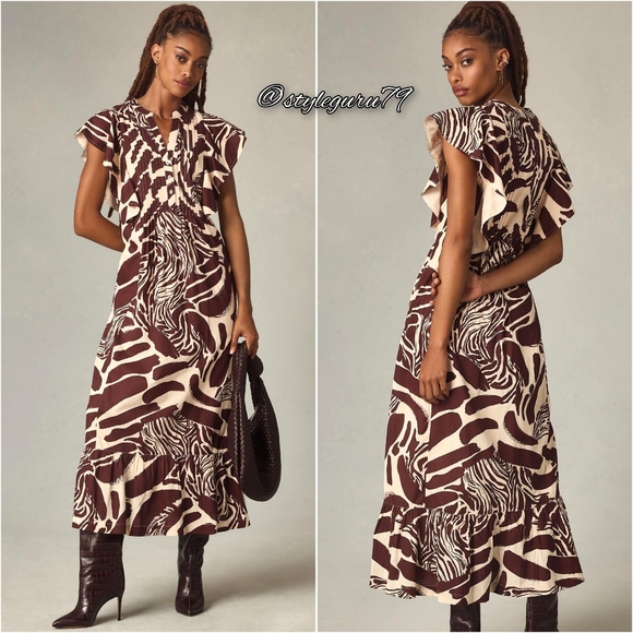 Anthropologie Dresses & Skirts - NWT, ANTHROPOLOGIE, THE CASSANDRA MAXI DRESS in Brown Motif